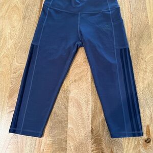 adidas Navy Blue  Capri Leggings with Side Stripes